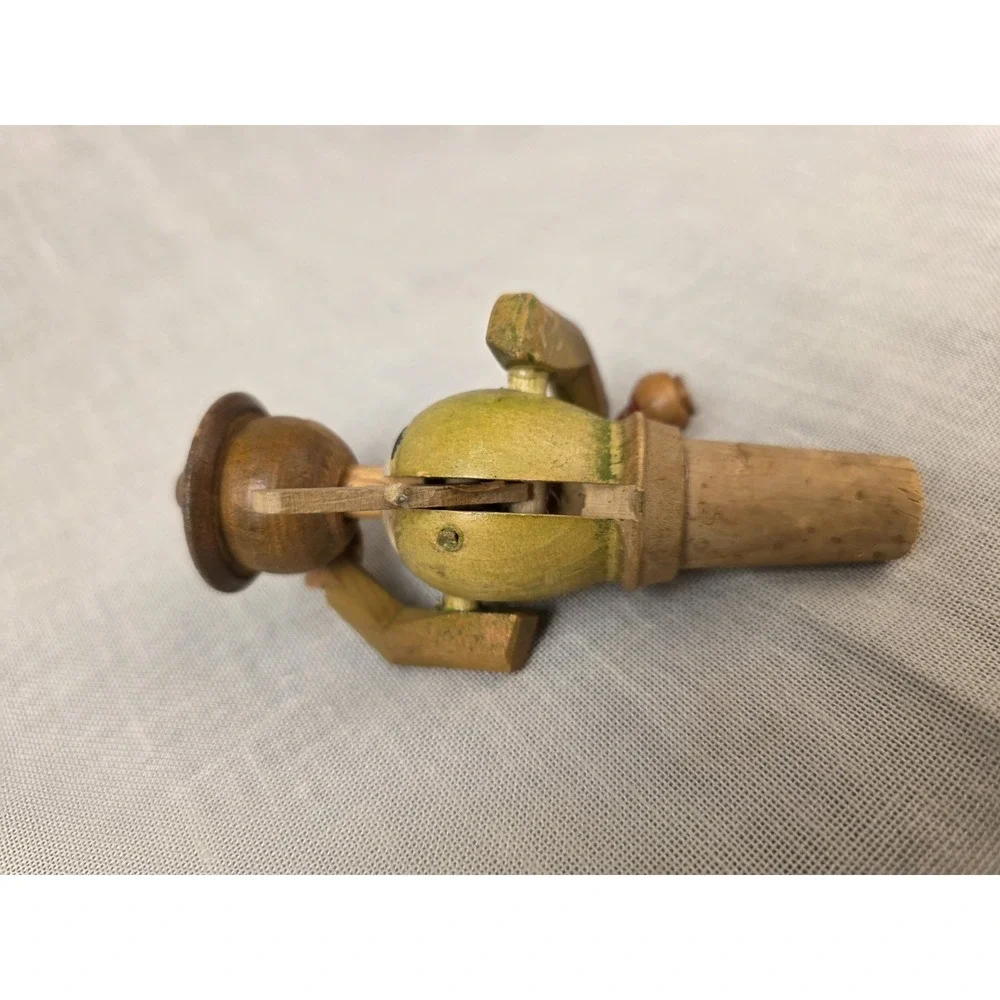 Vintage Antique‎ Anri Hand Carved Painted Wood Wine Cork Bottle Stopper